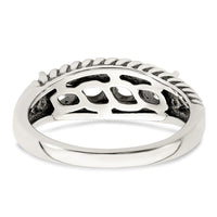 Sterling Silver Antiqued w/14k 4-stone w/Diamond Mother's Ring Semi-Mount