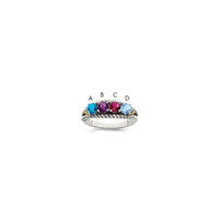 Sterling Silver Antiqued w/14k 4-stone w/Diamond Mother's Ring Semi-Mount