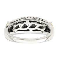 Sterling Silver Antiqued w/14k 5-stone w/Diamond Mother's Ring