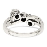 Sterling Silver Antiqued w/14k 3-stone w/Diamond Mother's Ring Semi-Mount