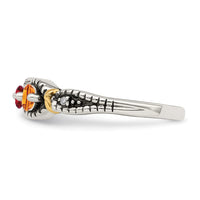 Sterling Silver Antiqued w/14k 2-stone w/Diamond Mother's Ring