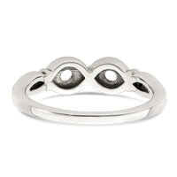 Sterling Silver Antiqued w/14k 2-stone w/Diamond Mother's Ring Semi-Mount