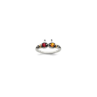 Sterling Silver Antiqued w/14k 2-stone w/Diamond Mother's Ring