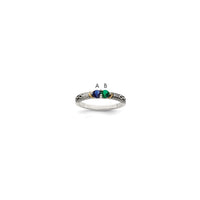 Sterling Silver Antiqued w/14k 2-stone w/Diamond Mother's Ring