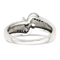 Sterling Silver Antiqued w/14k 2-stone w/Diamond Mother's Ring Semi-Mount