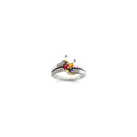 Sterling Silver Antiqued w/14k 2-stone w/Diamond Mother's Ring Semi-Mount