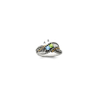 Sterling Silver Antiqued w/14k 2-stone w/Diamond Mother's Ring