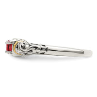 Sterling Silver Antiqued w/14k 2-stone Mother's Ring