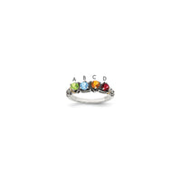 Sterling Silver Antiqued w/14k 4-stone Mother's Ring
