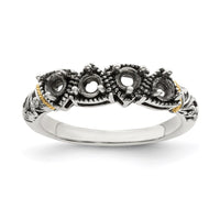 Sterling Silver Antiqued w/14k 4-stone Mother's Ring