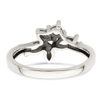 Sterling Silver Antiqued w/14k 3-stone w/Diamond Mother's Ring Semi-Mount