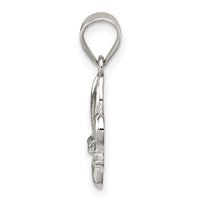 Sterling Silver Rhodium-plated CZ Fleur De Lis Pendant