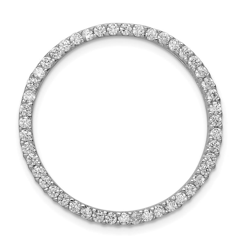 Sterling Silver Rhodium-platedCZ Chain Slide Pendant