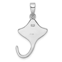 Sterling Silver Rhodium Created Blue Opal Stingray Pendant