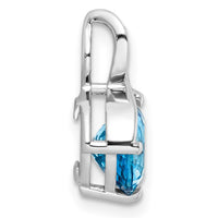 Sterling Silver Rhodium-plated Circle Swiss Blue Topaz/White Topaz Pendant