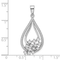 Pure Fire Sterling Silver Rhodium-plated Fancy CZ Drop Pendant
