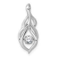 Sterling Silver Rhodium-plated Vibrant CZ Open Teardrop Pendant