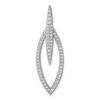 Sterling Silver Rhodium-plated CZ Oval Pendant