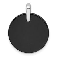 Sterling Silver RH-plated Polished Onyx and CZ Star Circle Pendant