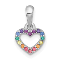 Sterling Silver RH-pl Multi Color Nano Crystals Heart Children's Pendant