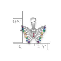 Sterling Silver RH-pl Color Nano Crystals Butterfly Children's Pendant