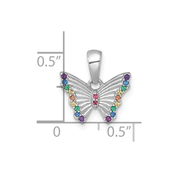 Sterling Silver RH-pl Color Nano Crystals Butterfly Children's Pendant