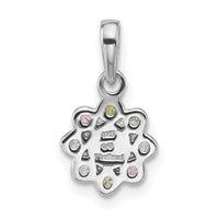 Sterling Silver Rh-plated Children's CZ And FWC Pearl Pendant