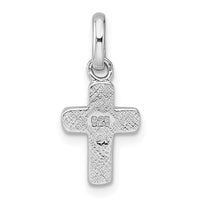 Sterling Silver Rhodium-plated Children's Enamel Pink Cross Pendant