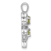 SS RH-plated Polished Peridot and White Topaz Clover Pendant