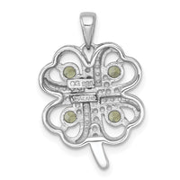 SS RH-plated Polished Peridot and White Topaz Clover Pendant