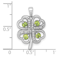 SS RH-plated Polished Peridot and White Topaz Clover Pendant