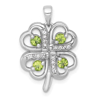 SS RH-plated Polished Peridot and White Topaz Clover Pendant
