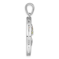SS RH-pltd Polished & Grooved Citrine/Peridot Beach Scene Pendant