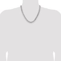 Sterling Silver 6.75mm Flat D/C Pave Curb Chain