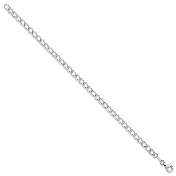 Sterling Silver Amore La Vita Rhodium-pl Curb Chain Charm Bracelet