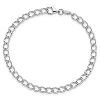 Sterling Silver Amore La Vita Rhodium-pl Curb Chain Charm Bracelet