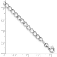 Sterling Silver Amore La Vita Rhodium-pl Curb Chain Charm Bracelet