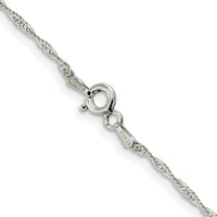 Sterling Silver Rhodium-plated 1mm Diamond-cut Long Link Cable Chain w/2in