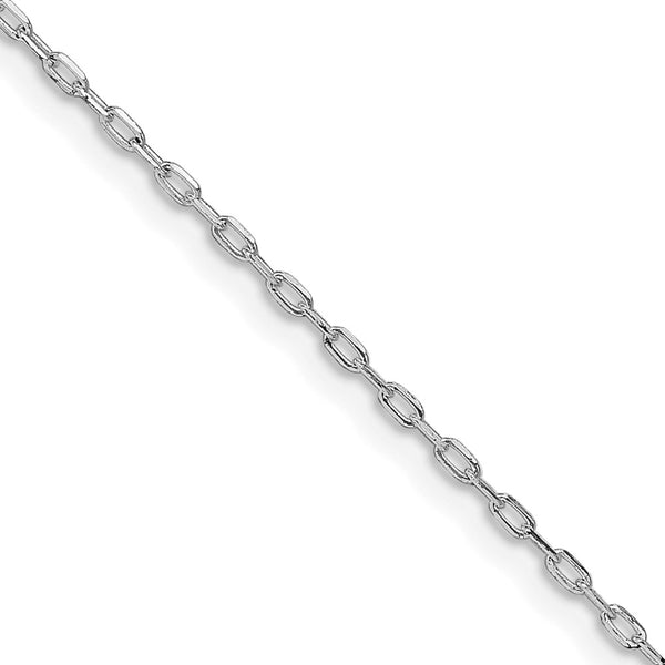 Sterling Silver Rhodium-plated 1mm Diamond-cut Long Link Cable Chain w/2in
