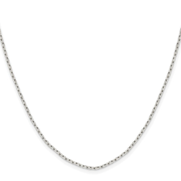 Sterling Silver Rhodium-plated 1.65mm Diamond-cut Long Link Cable Chain