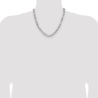 Sterling Silver 7.0mm Flat D/C Pave Figaro Chain
