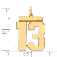Sterling Silver/Gold-plated Polished Number 13 Charm