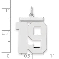 Sterling Silver/Rhodium-plated Polished Number 19 Charm