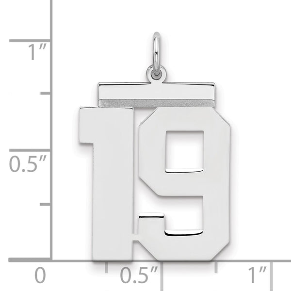 Sterling Silver/Rhodium-plated Polished Number 19 Charm