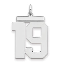 Sterling Silver/Rhodium-plated Polished Number 19 Charm