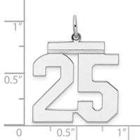 Sterling Silver/Rhodium-plated Polished Number 25 Charm