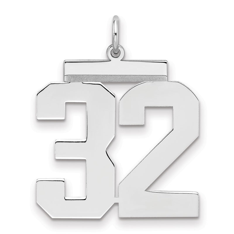 Sterling Silver/Rhodium-plated Polished Number 32 Charm