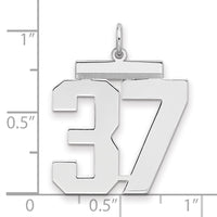 Sterling Silver/Rhodium-plated Polished Number 37 Charm
