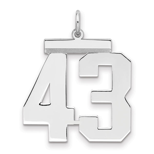 Sterling Silver/Rhodium-plated Polished Number 43 Charm