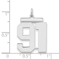 Sterling Silver/Rhodium-plated Polished Number 91 Charm